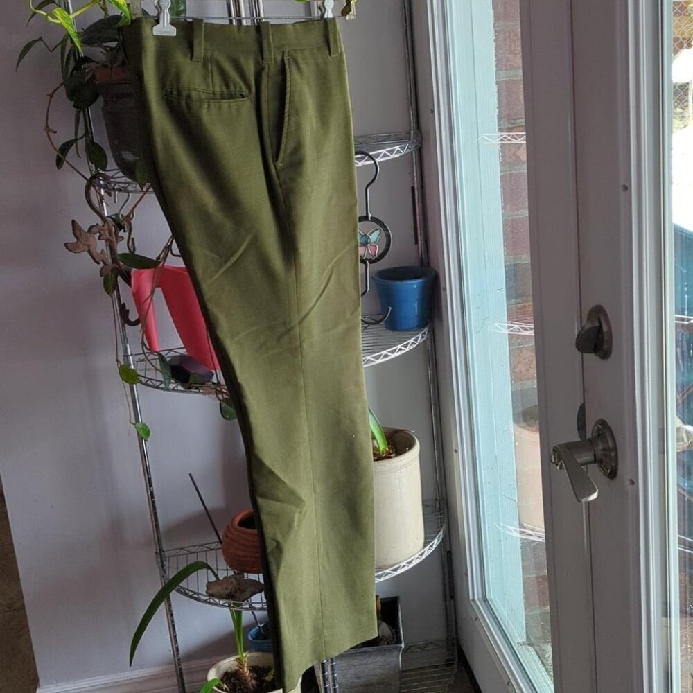Mid Century Green Dress Pants - Picture 2 of 9